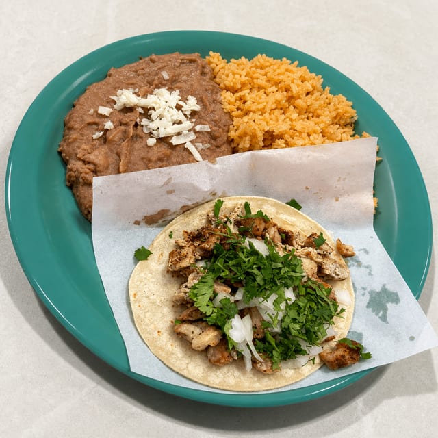 Kids Soft Taco with Rice & Beans Plate.