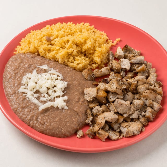 Kids Meat with Rice & Beans Plate.